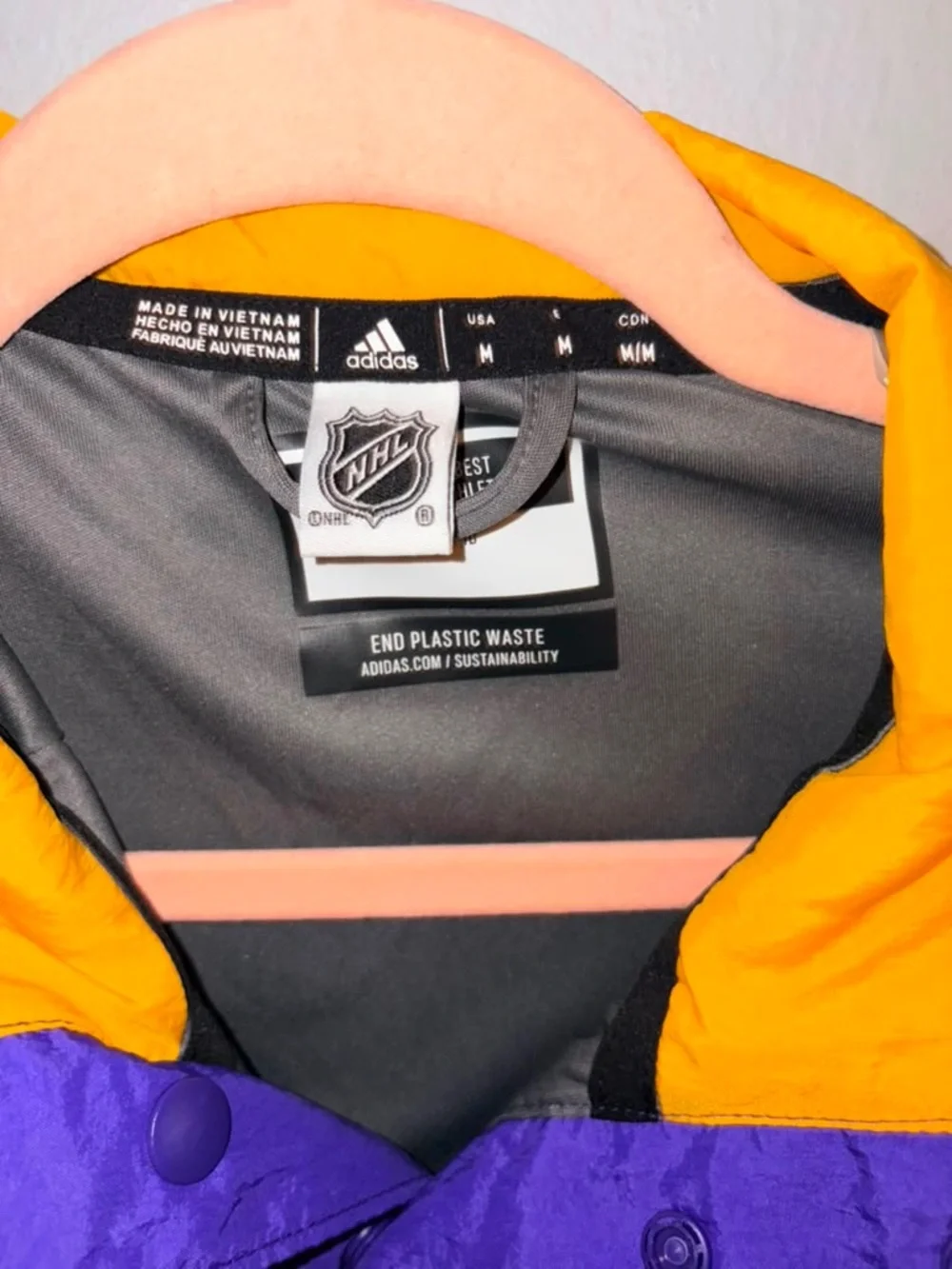 adidas Purple, Yellow & Black NHL Colorblock Jacket